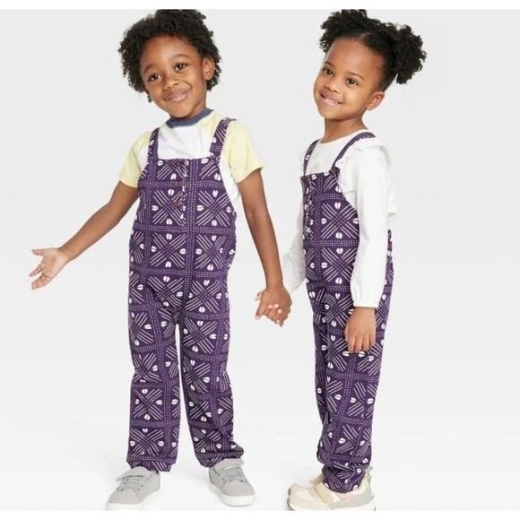 Ade + Ayo Black History Month Size Large 12-14 Overalls - Purple Abstract - Picture 15 of 16